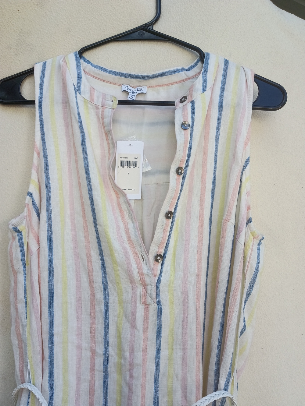 Splendid Pastel Stripe Sleeveless Midi Dress with Braided Belt - Picture 5 of 8